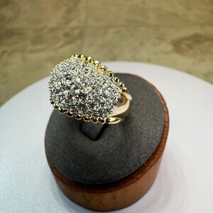 Dazzling Gold Plated Pave Round-Cut CZ Dome Cocktail Ring..Size 9